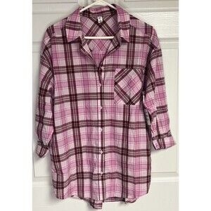NWT BP Oversized Pink Plaid Button Down Shirt Size Small Buttons